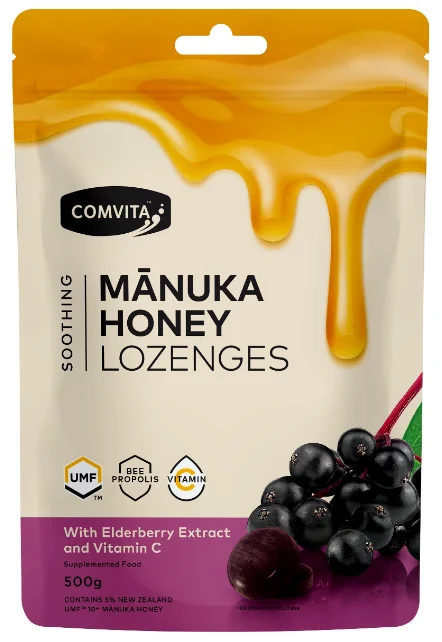 Comvita Manuka Honey Lozenges with Elderberry Extract and Vitamin C 康维他蜂胶接骨木维C糖 500g【保质期2027/03】